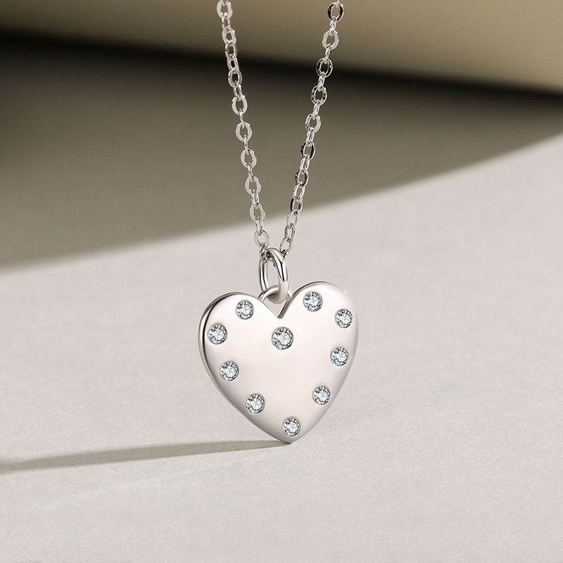 S925 Sterling Silver Love Micro Diamond Pendant Necklace