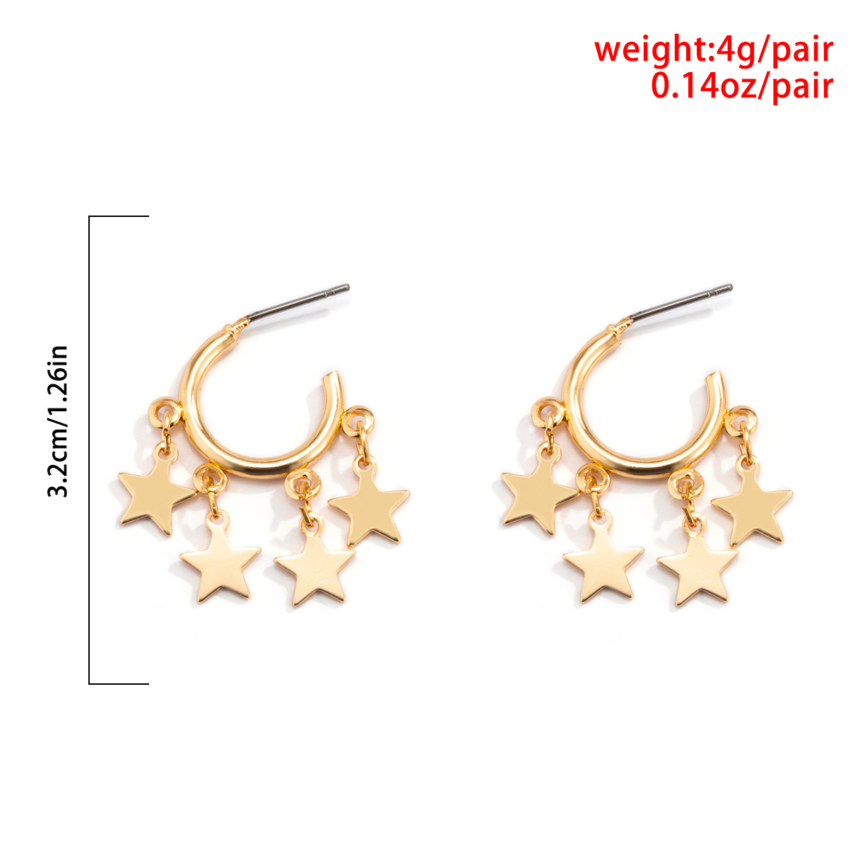 Accessories Hip Hop Sweet Cool Simple Five-pointed Star Sequin Earrings