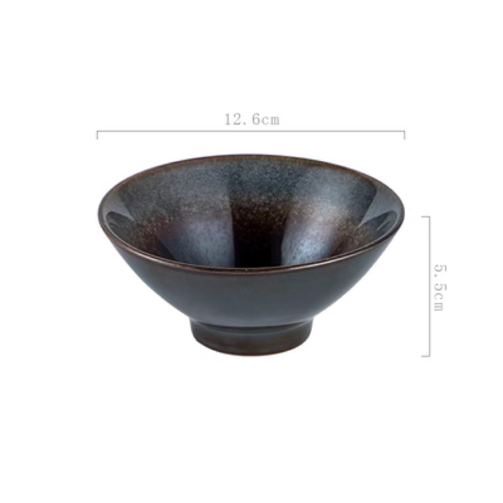 Title 16, Rice Bowl Ceramic Cutlery 5 Inch Bamboo Hat Poz...