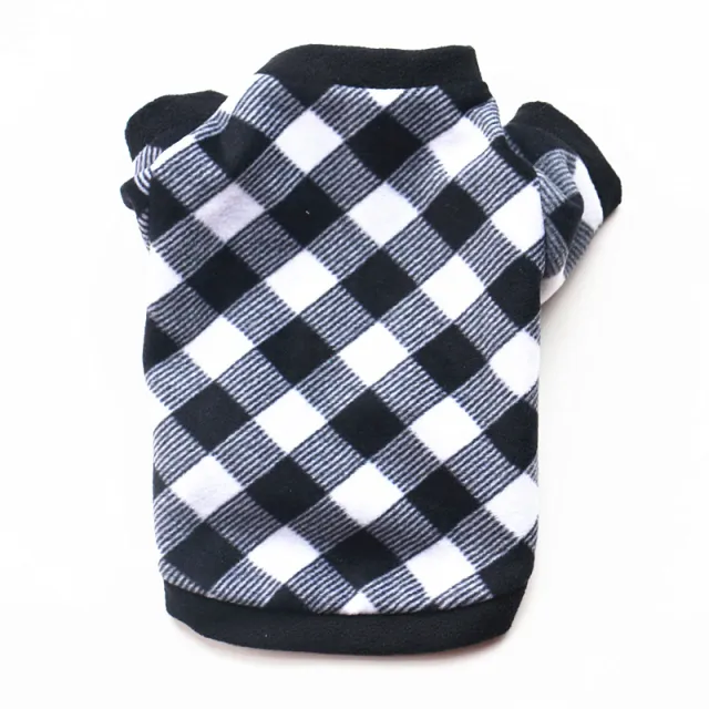 Puppy spring and autumn warm fleece Black White Grid - Shop at LoveMi