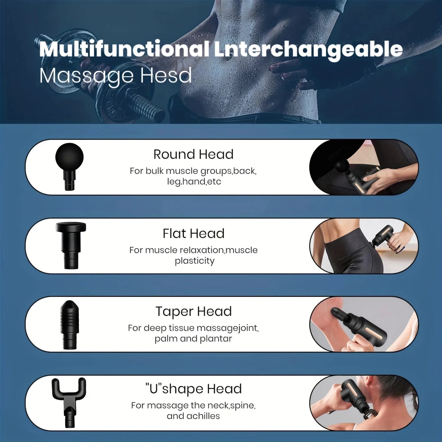 Massage Gun For Deep Muscle Relaxation And Neck Massage, Electric Fitness Equipment With Noise Reduction, Unisex. 6