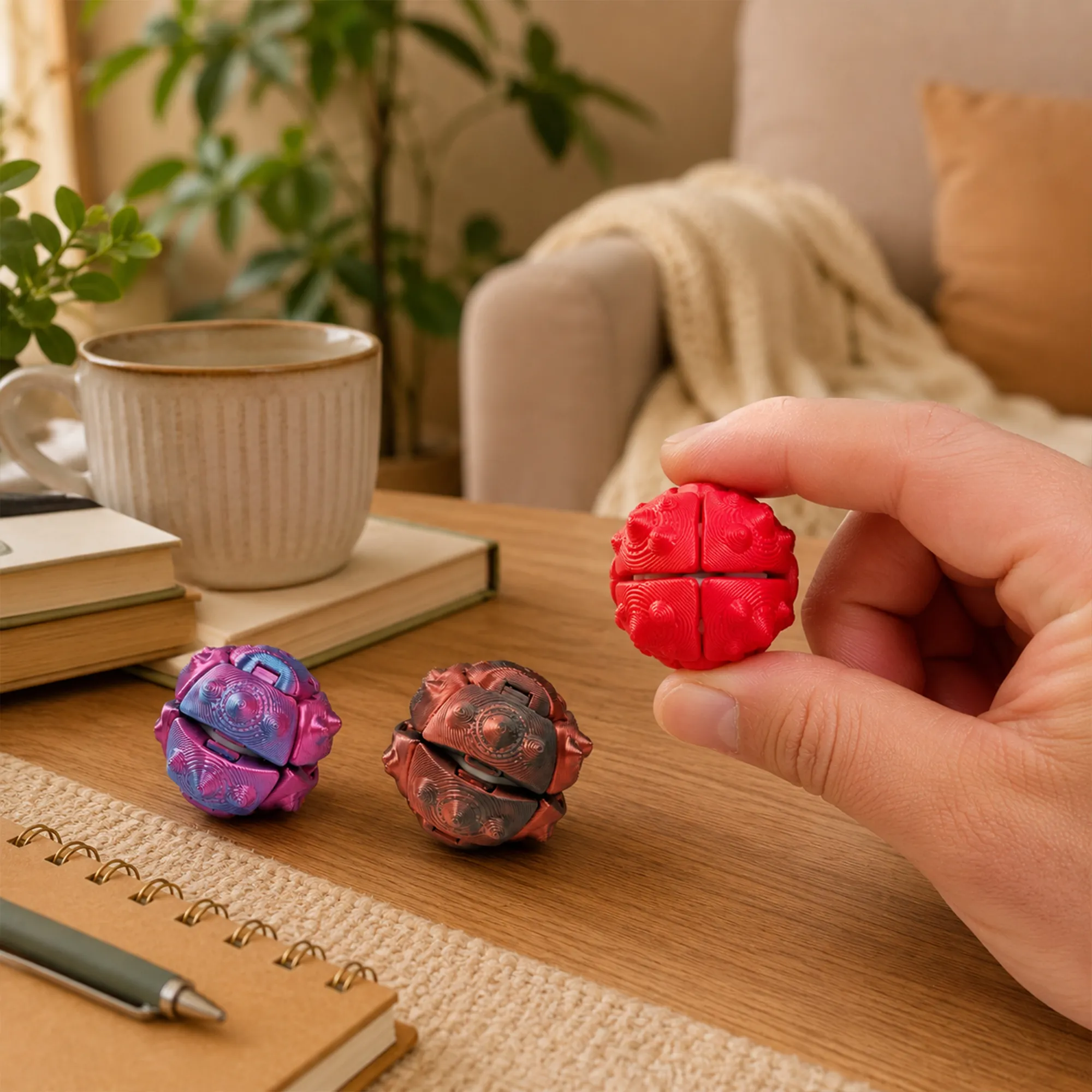 5 Pack Mini Articulated Fidget Spheres, 3CM
