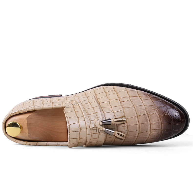 Korean Style Men's Hair Stylist Pointed Leather Shoes Tassel