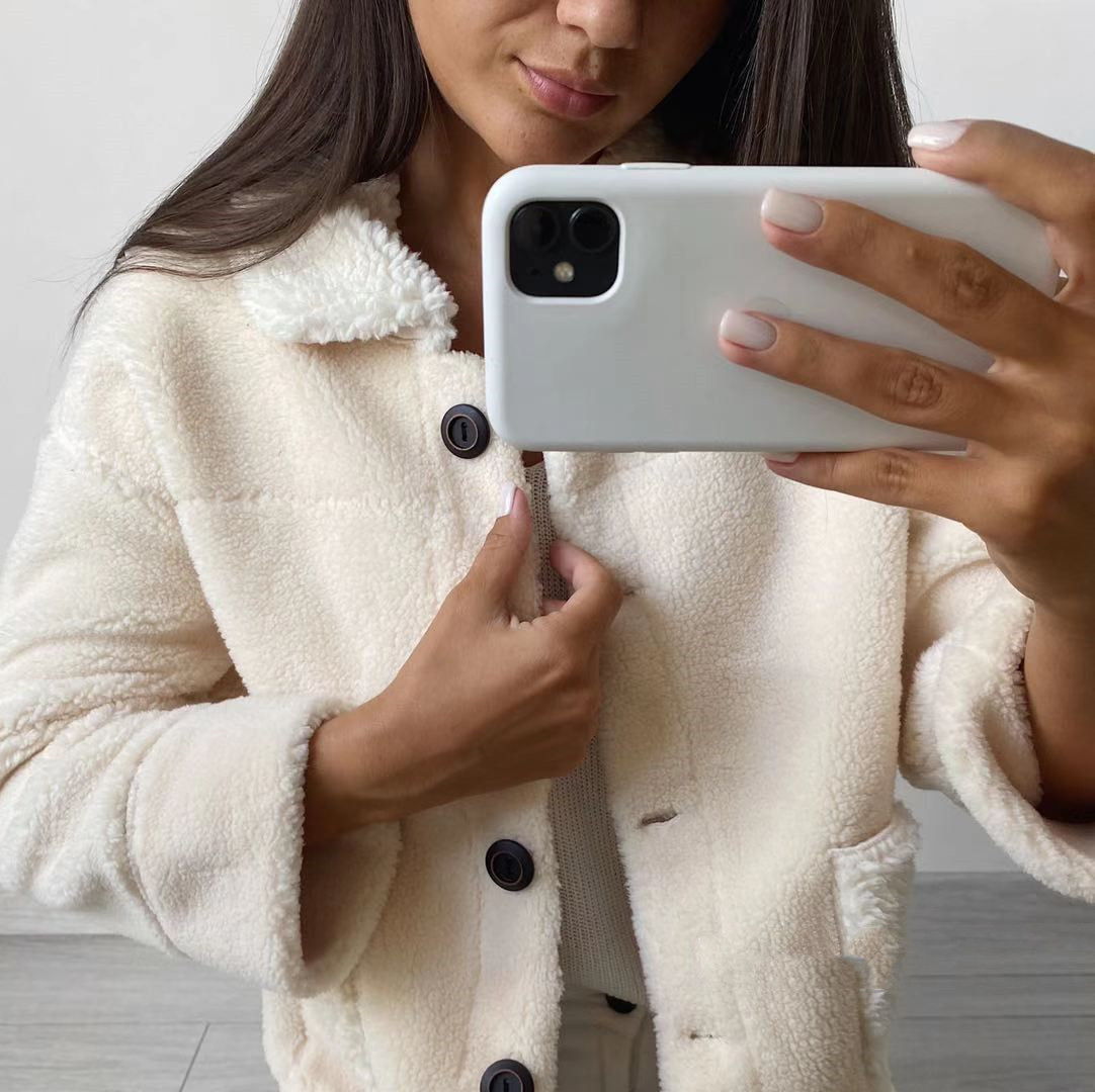 Women's Short Sheep Shearling Casual Jacket