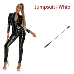 Underwear Corset Body Mirror PVC Three Zipper - Jumpsuit With Whip - View 1