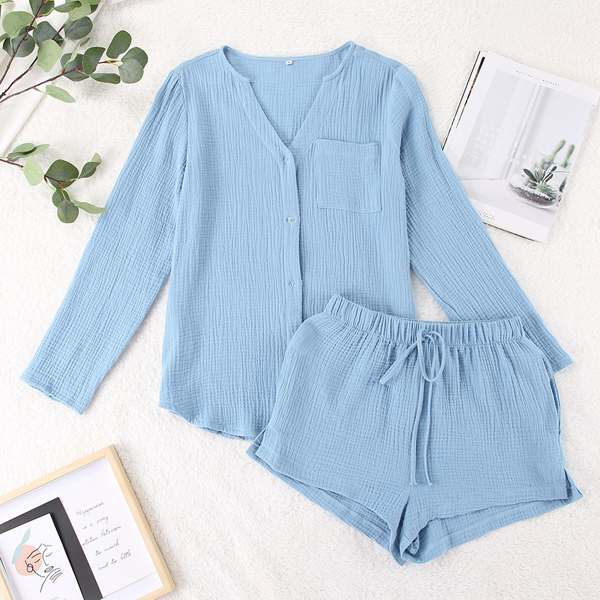 Title 5, Double Layer Gauze Long Sleeve Cotton Pajamas. ...