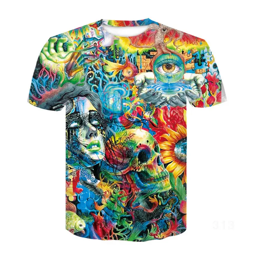 Men's Fashion Casual Digital Printing Short-sleeved Top
