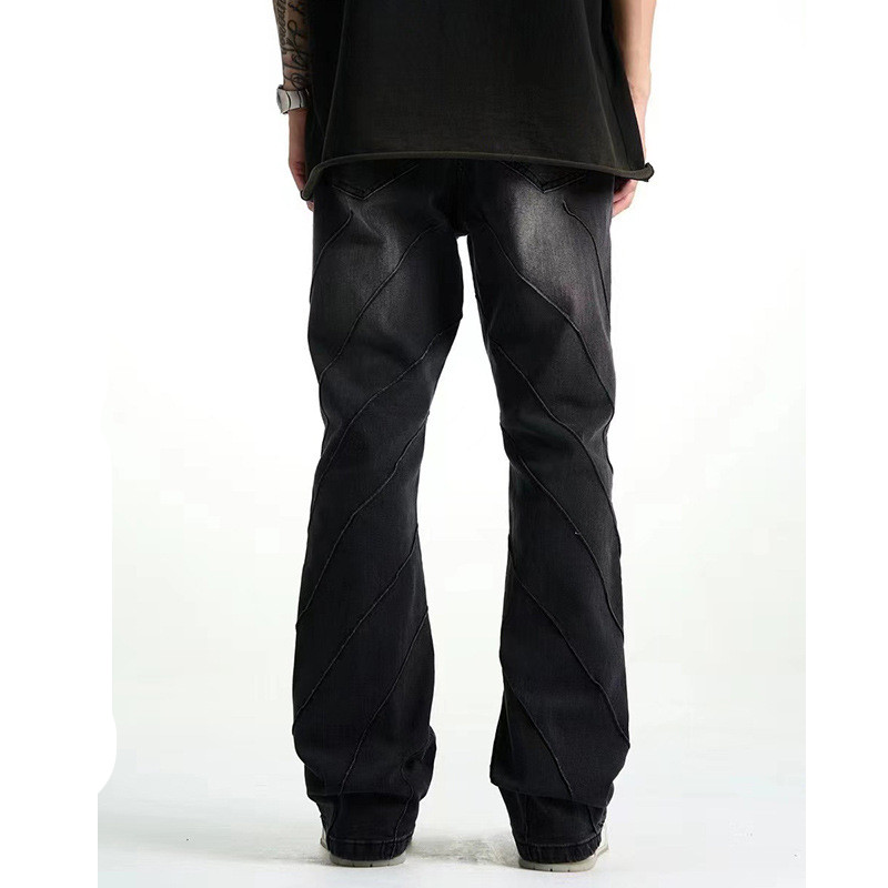 Yellow Mud Dyed Line Split Casual High Street Long Pants