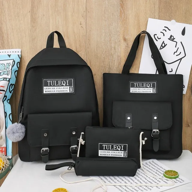 Fashion All match Middle School Student Backpack Set Black - Shop at LoveMi