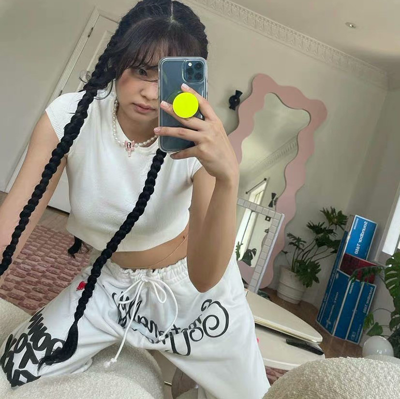 Sweater And Pants Suit Women's New Style Fried Street White