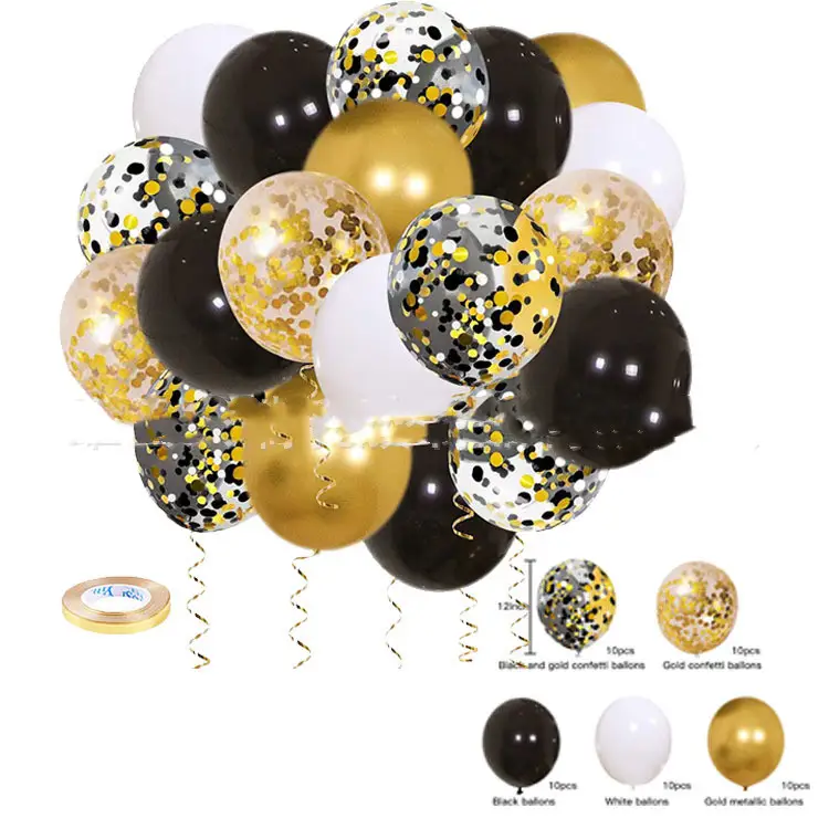 Black Gold Sequined Theme Party Balloon Set