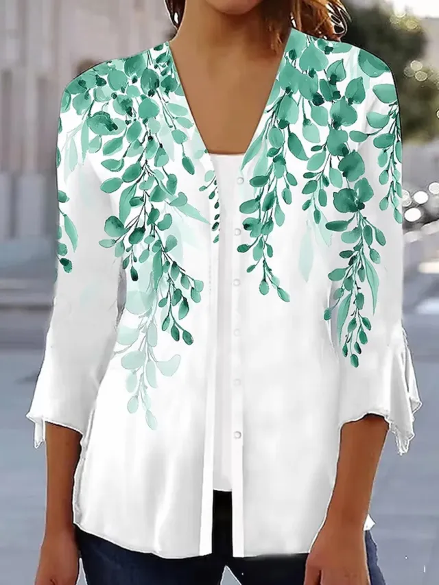 Printed Quarter Sleeved Cardigan Knit Color2 - Shop at LoveMi