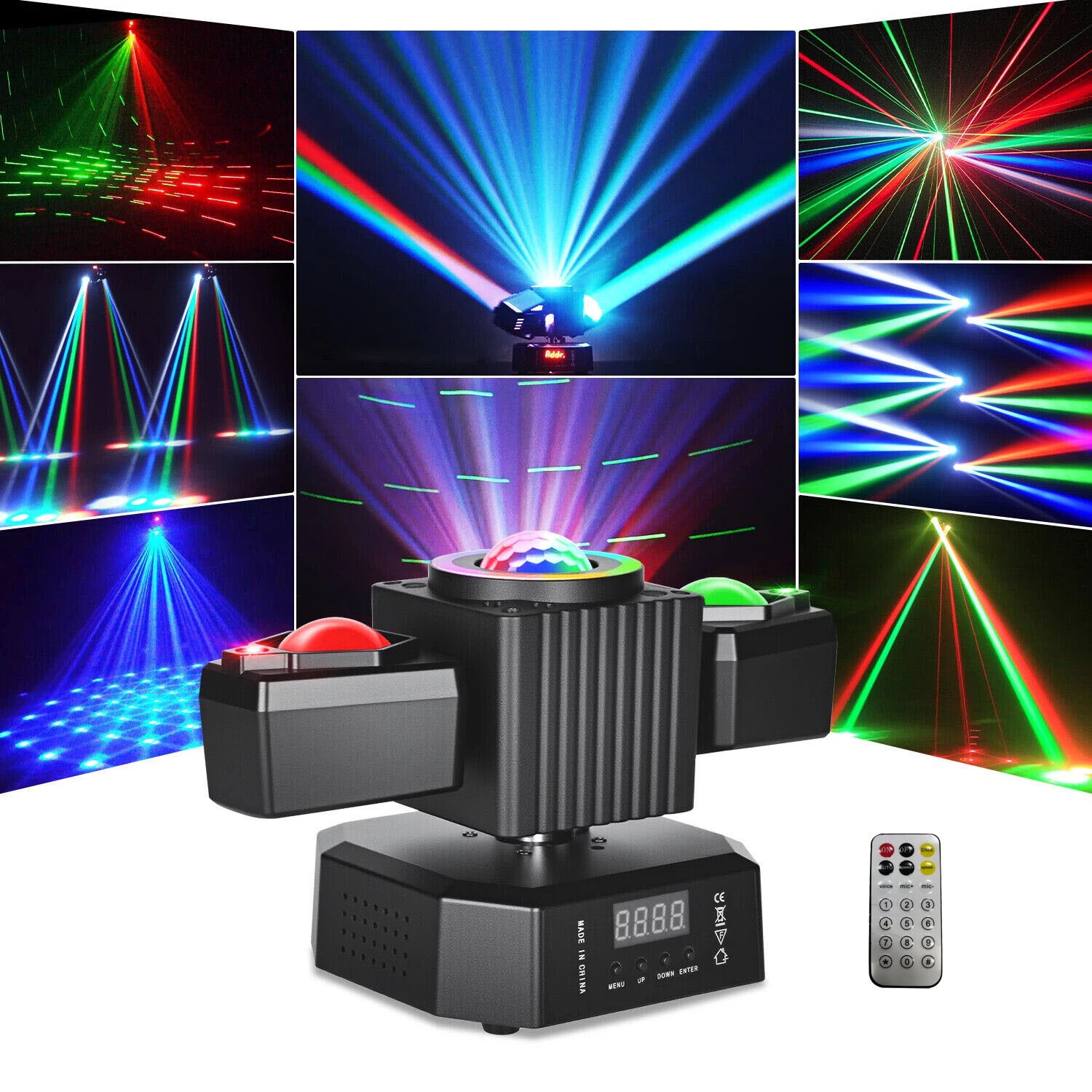 Moving Head Party Light Rotating Disco Bar Stage Lights Laser Beam Strobe Remote — image 8