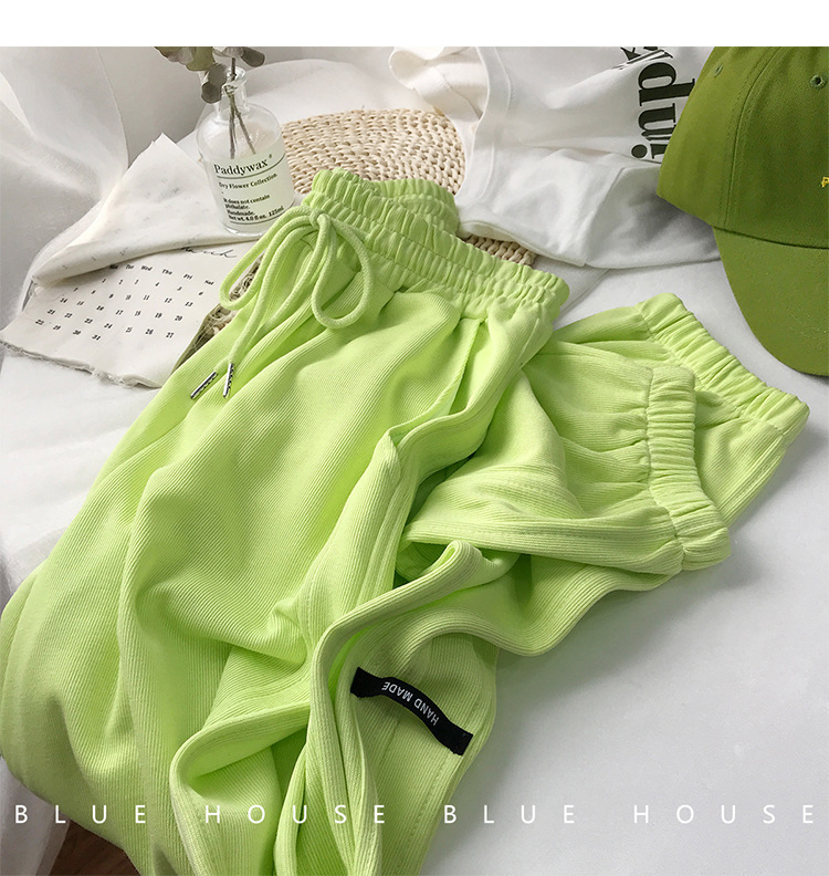 Fashion Candy Bright Color Loose Casual Harem Pants Ladies Sweatpants Cyan - Shop at LoveMi