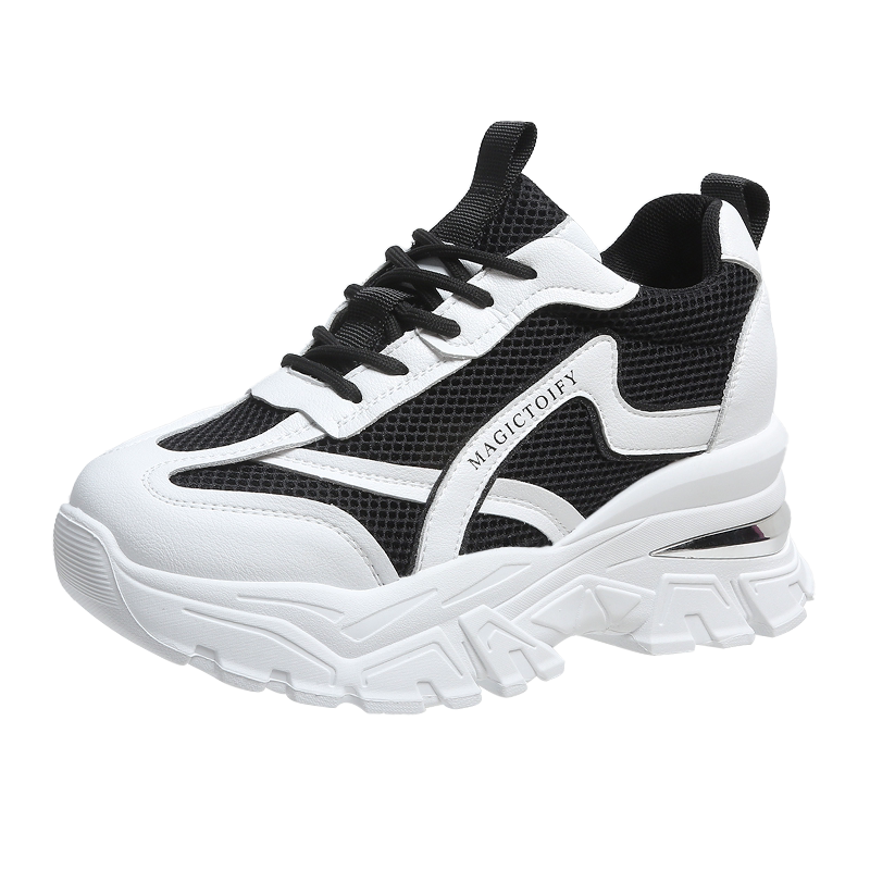 أحذية نسائية رياضية كاجوال بتصميم كلاسيكي ونعل سميك وتنفسية