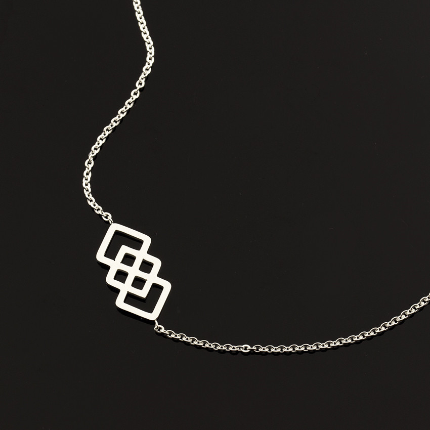 Gold And Silver Stainless Steel Web Geometric Square Bracelet