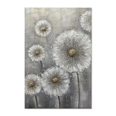 Real Handmade Texture White Flower Plant Grey Canvas Oil Paintings Large Wall Art Picture For Home Decor Painting Gift Artwork - Without Inner Frame - View 1