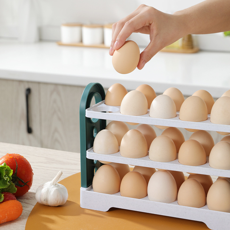 Refrigerator Side Door Egg Storage Box 30 Three-layer Flip Rack