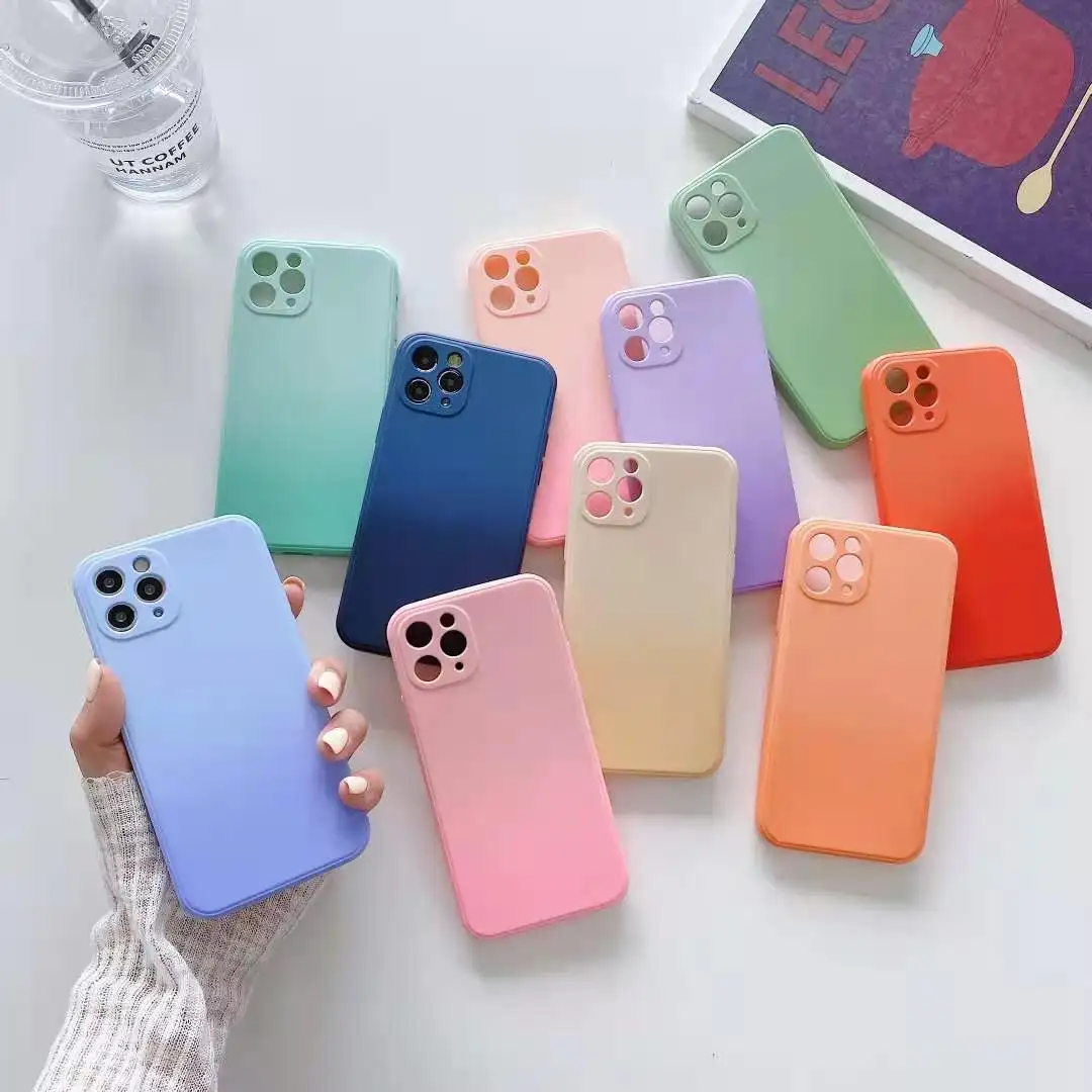 Same Color Gradient Simple Mobile Phone Case Shatterproof