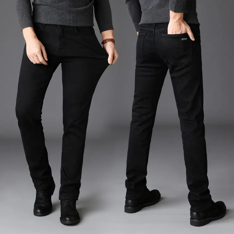 New Men's Jeans Slim Straight Black Pants for Men