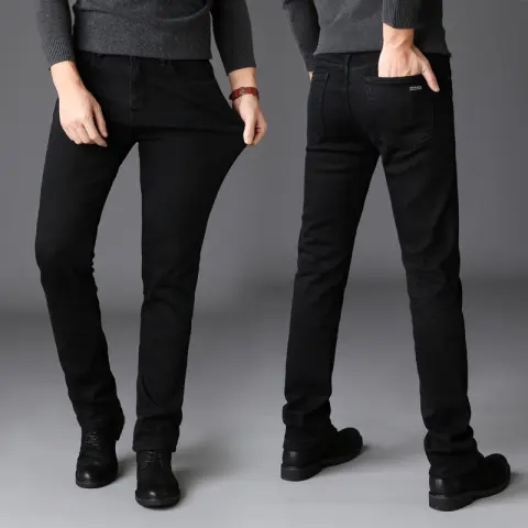New Men's Jeans Slim Straight Black Pants for Men