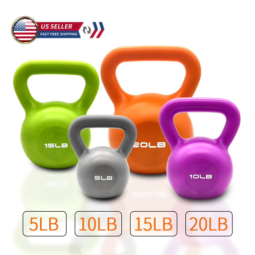 15lbs Kettlebell Set, Strength Training Kettlebells Weight Set For Women, Vinyl Coated Kettle Bell For Home Gym Workout Weight Lifting Equipment, Comfortable Grip Wide Handle Weights — foto 5