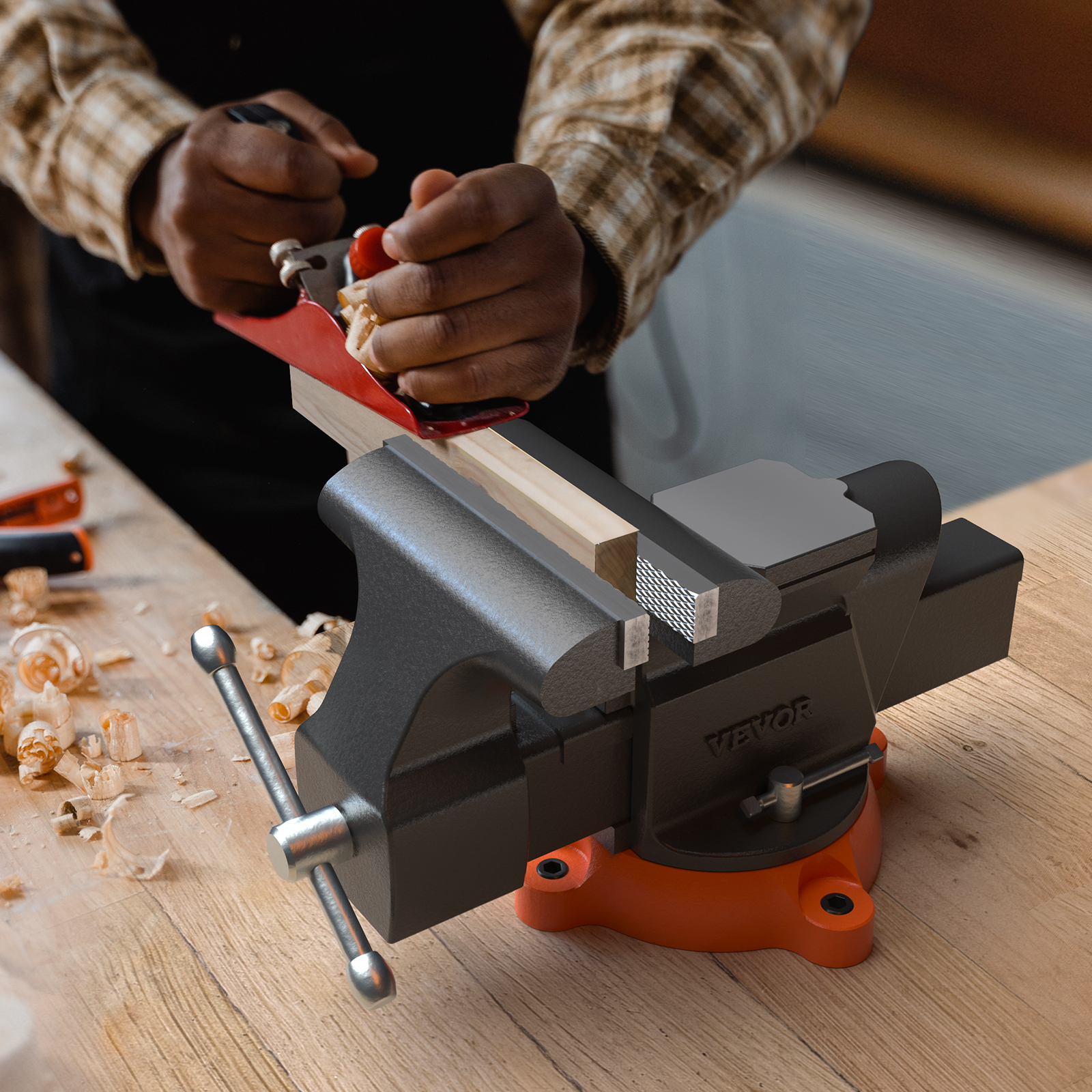 VEVOR 6inch Bench Vise W Anvil Swivel Locking Base Heavy Duty Ductile Iron image 2