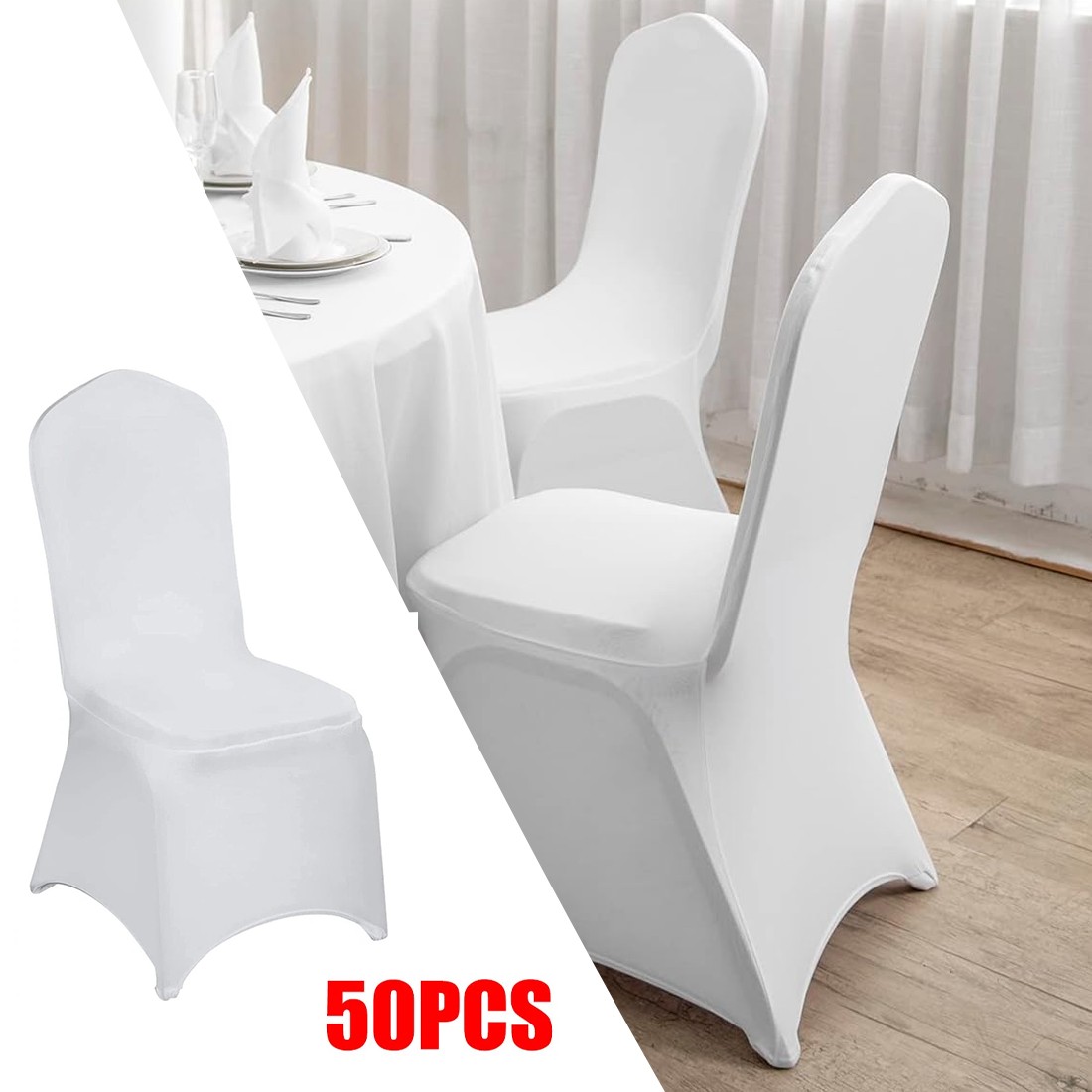50PCS Stretch Spandex White Folding Chair Covers Gorgeous Formal Chairs — image 2