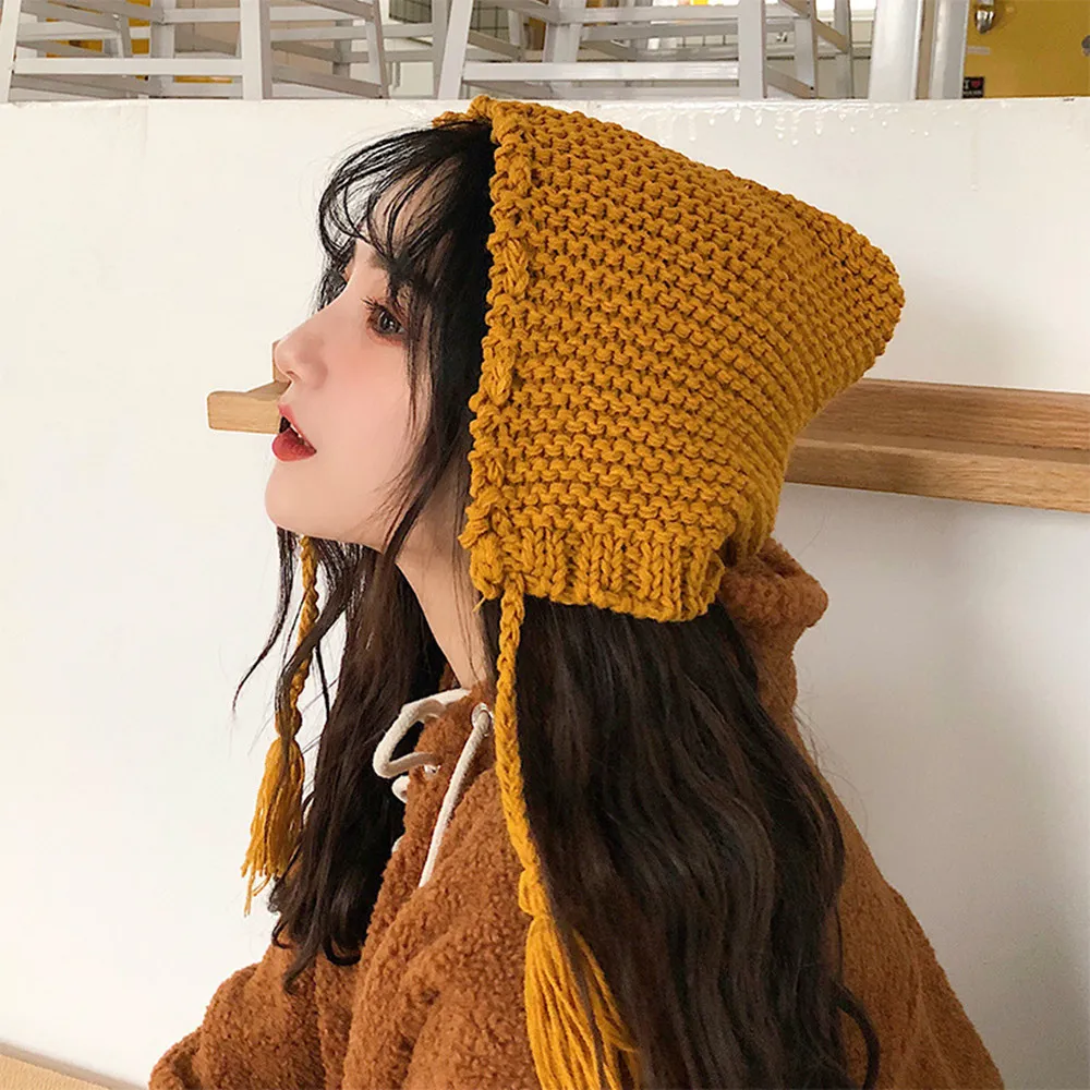 Warm And Cute Women's All Match Knitted Wool - Yellow