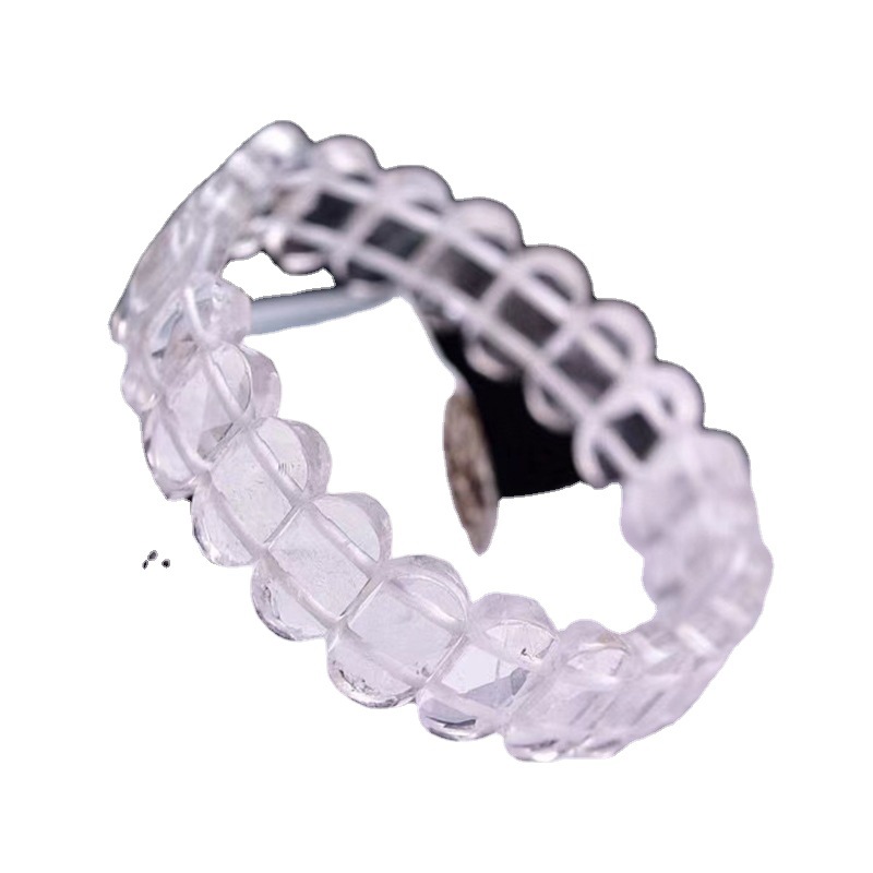 Title 3, Natural White Crystal Single Loop Bracelet