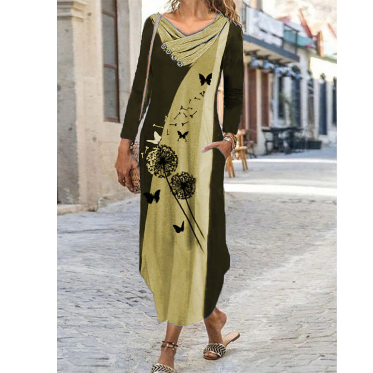 Autumn New Skirt Printing Long-sleeved Dress