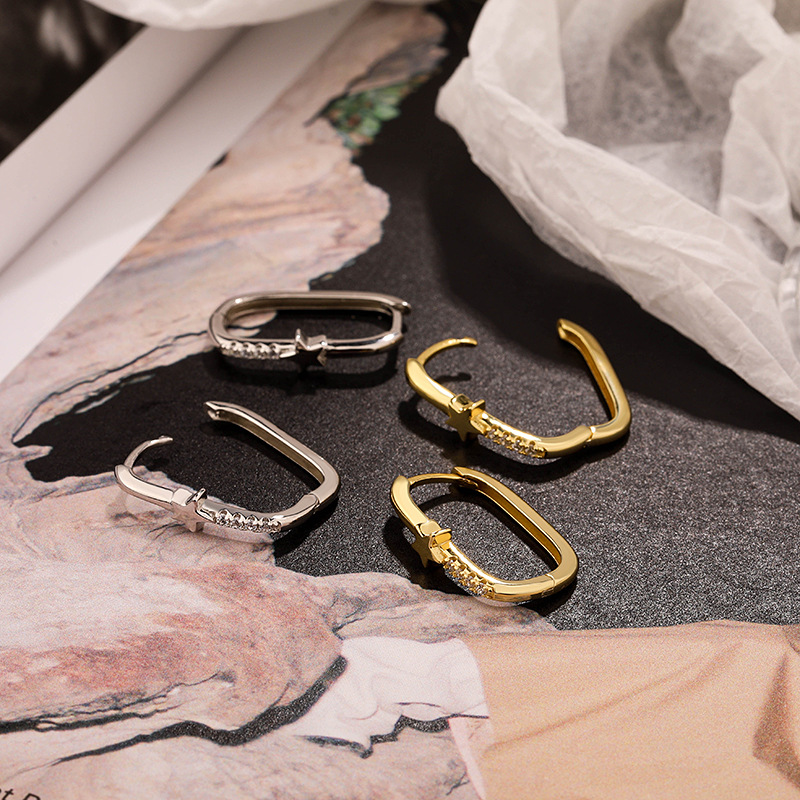 Sterling Silver Square Earrings Female Ins Cold Wind Simple