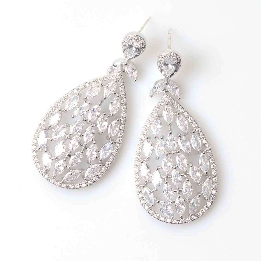 Fashion Colorful Zircon Geometric Copper Earrings