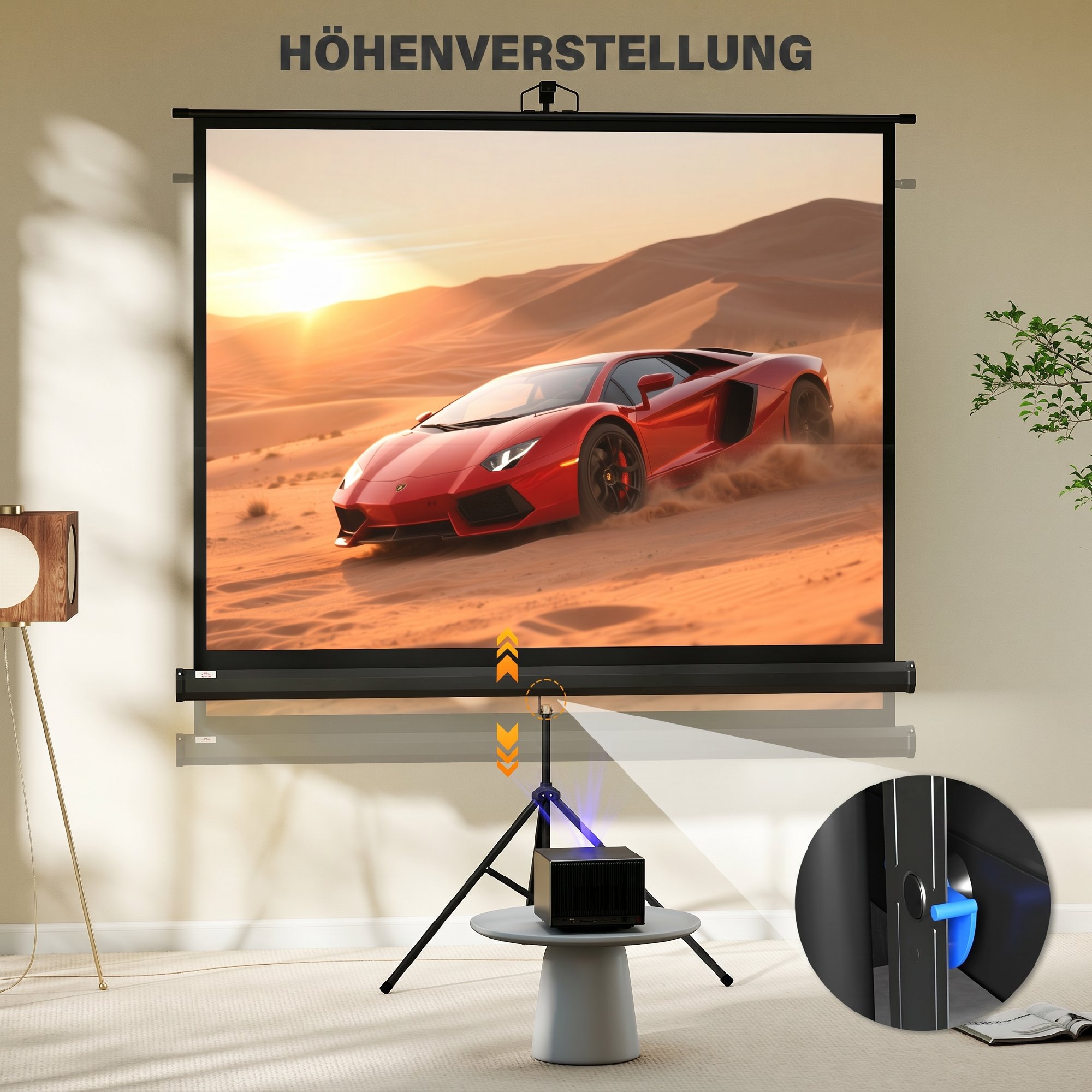 4-3 Projektionsleinwand Filmleinwand Präsentationsfläche für Zuhause und Büro Schwarz