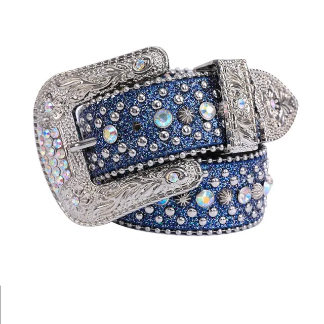 Fashionable And Fashionable Women's Rhinestone Belt Dark Blue - Shop at LoveMi