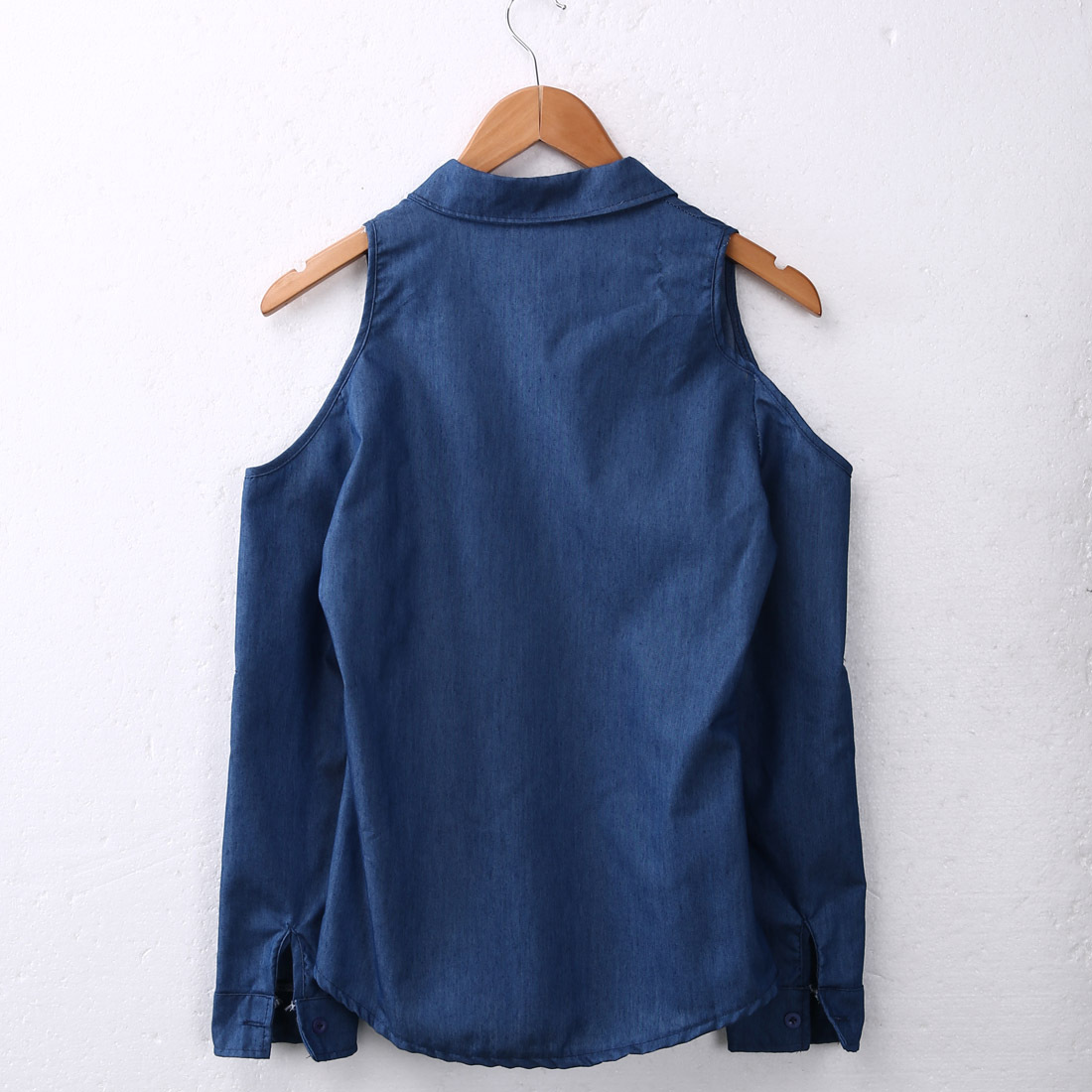 Title 5, Fashion Ladies Lapel Long Sleeve Denim Shirt