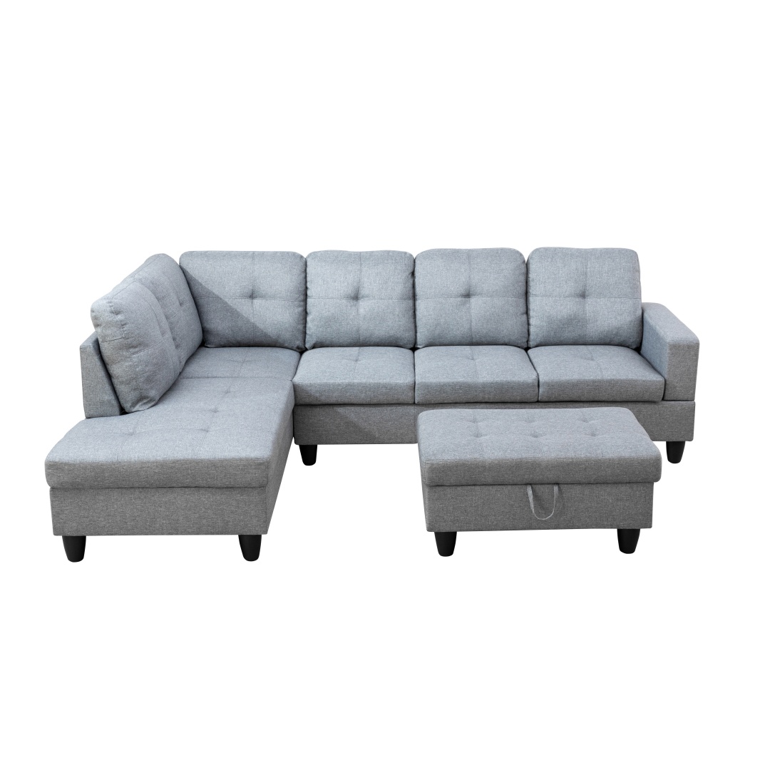 Pickup Only--Grey Linen 3-Piece Couch Living Room Sofa Set