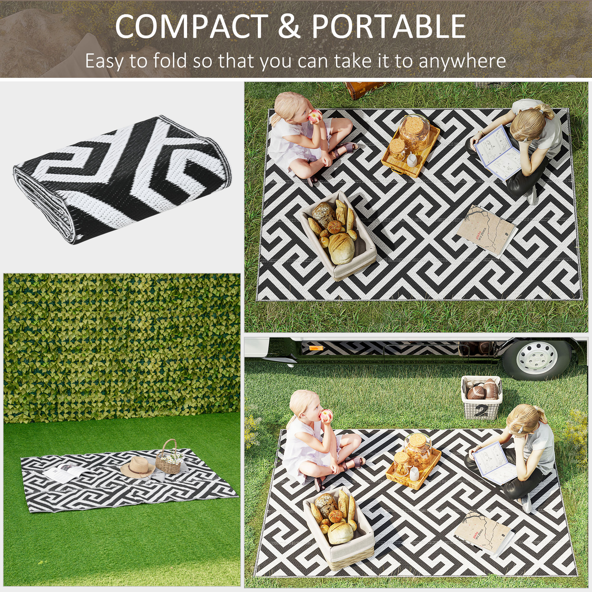 Outdoor Double-sided Plastic Grass Mat, Portable RV Camping Suitable — image 2