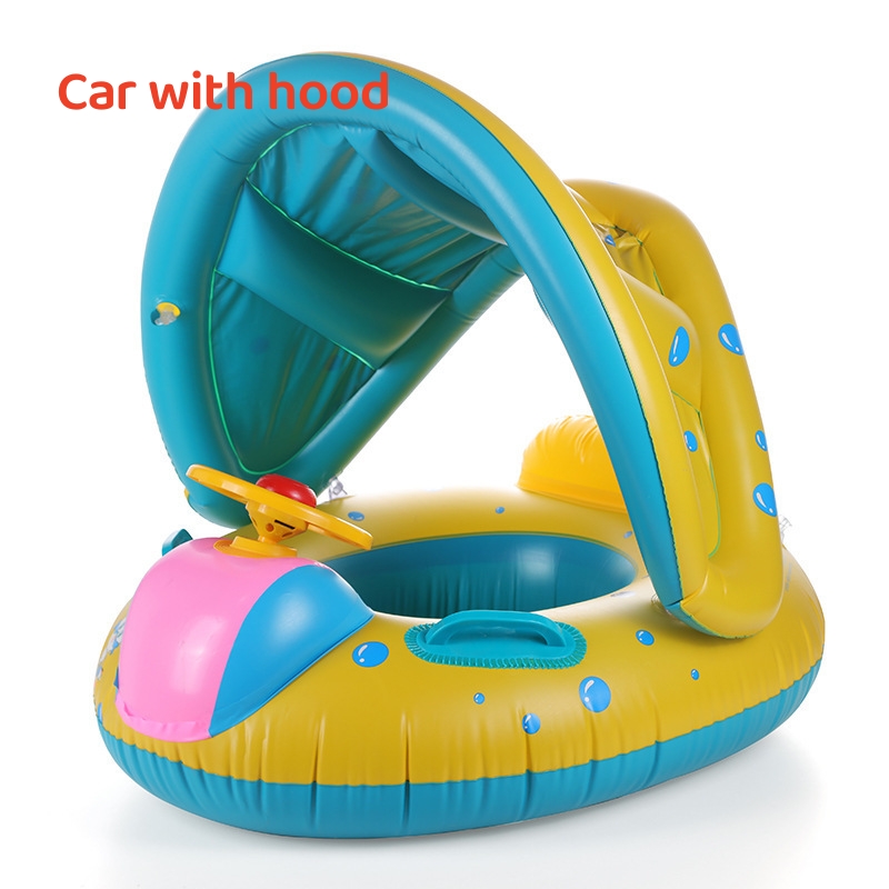 Large Thickened Car Horn Boat Steering Wheel With Canopy Swimming Ring Style19 80X65Cm - Shop at LoveMi