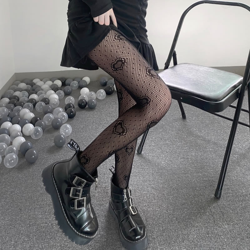 Women's Fashion Love Pattern Fishnet Socks - Image 2