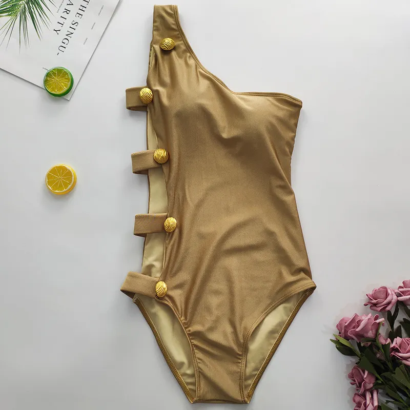 One-piece Swimsuit Sexy Hollow And Thin Swimsuit On Behalf Of Hair - Gold