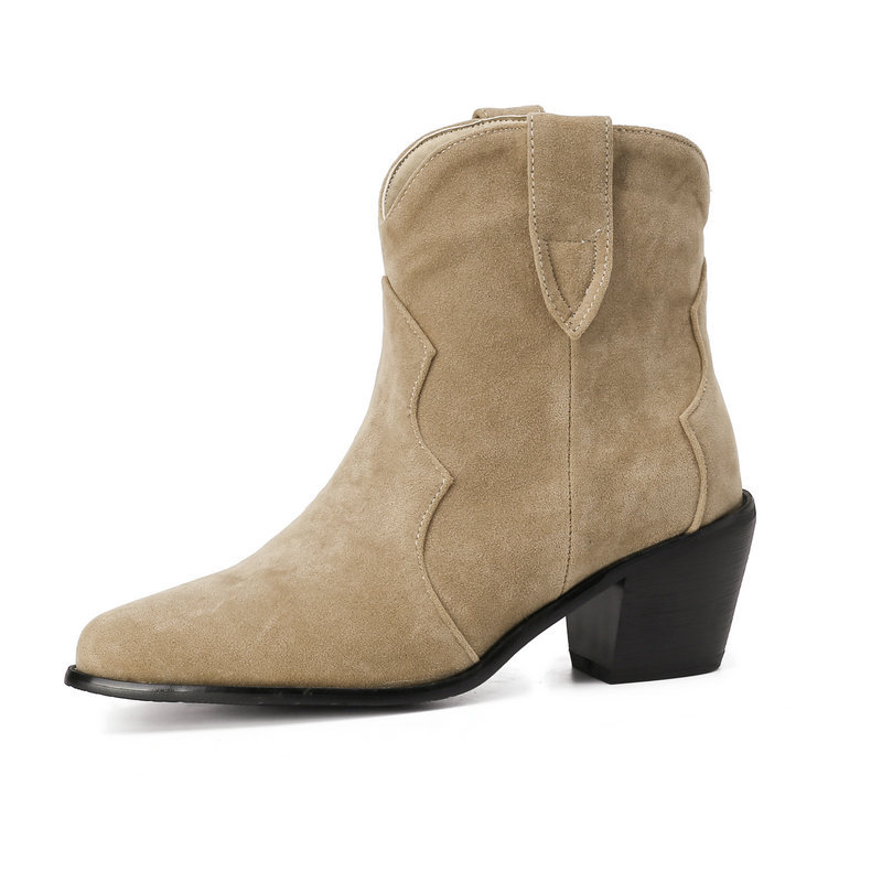 Title 8, Fleece Round Toe Thick Heel Martin Boots