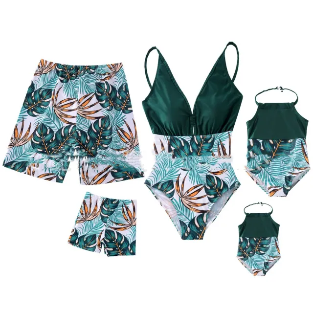 Parent child Swimsuit Quick Dry Beach Pants Mid child Swimsuit Green - Shop at LoveMi