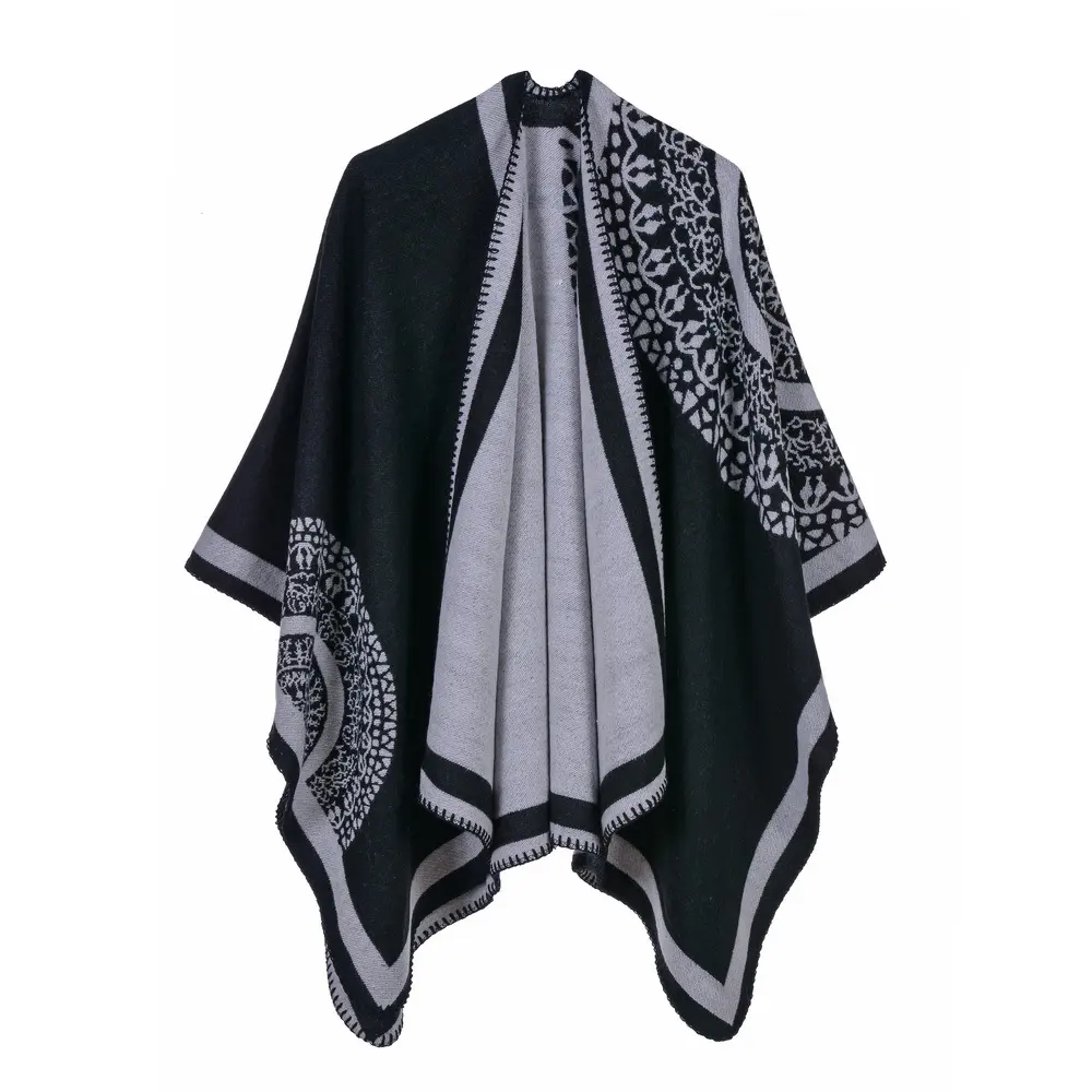 Women's Autumn Winter Double-Sided Thick Warm Shawl Poncho