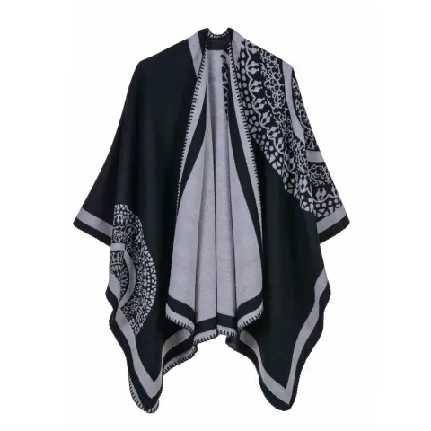 Women's Autumn Winter Double-Sided Thick Warm Shawl Poncho