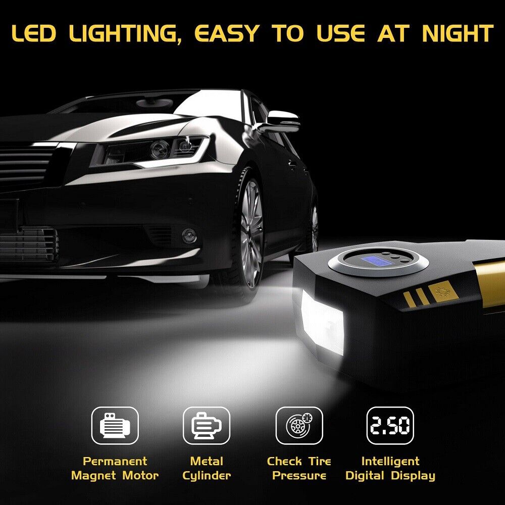 Digital Display Car Tire Inflator Portable, 12V DC Air Compressor W&LED Light — foto 3