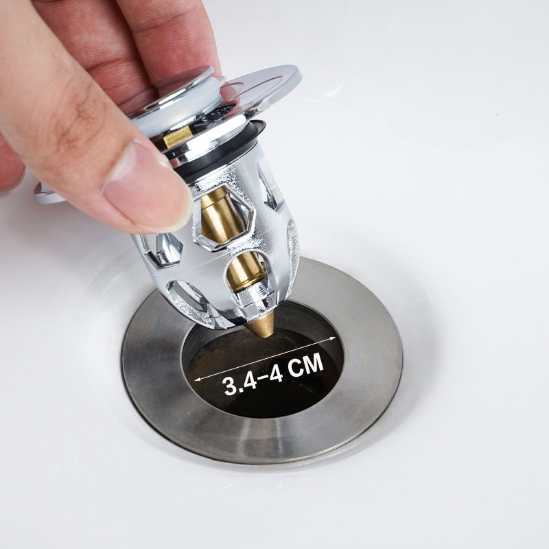 Washbasin Electroplating Drainer Bouncing Core Universal Head Leak-Proof Plug Pool Basin Copper Core Push Type Leaking Plug