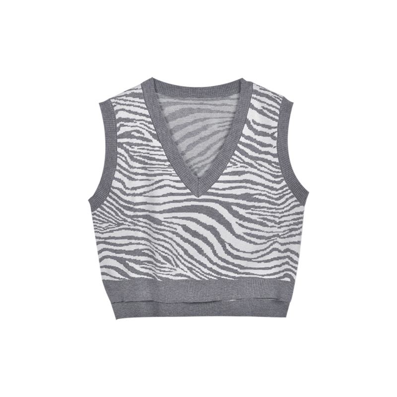 Title 2, Zebra print V-neck loose-fitting sweater vest