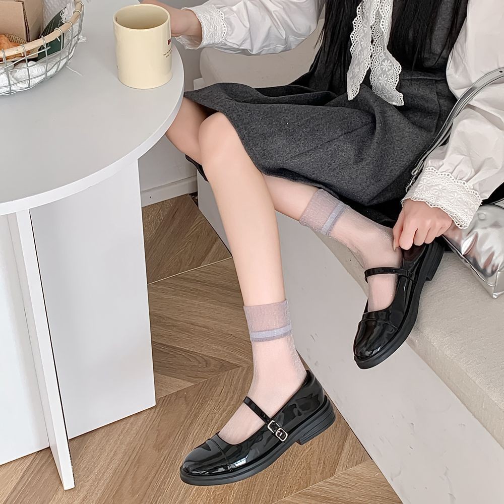 Summer Glass Fiber Thin Socks, Semi Transparent Solid Color Ballet Style Invisible Socks