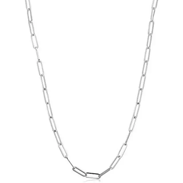 Hot Paperclip Link Chain Women Necklace Stainless Steel Gold